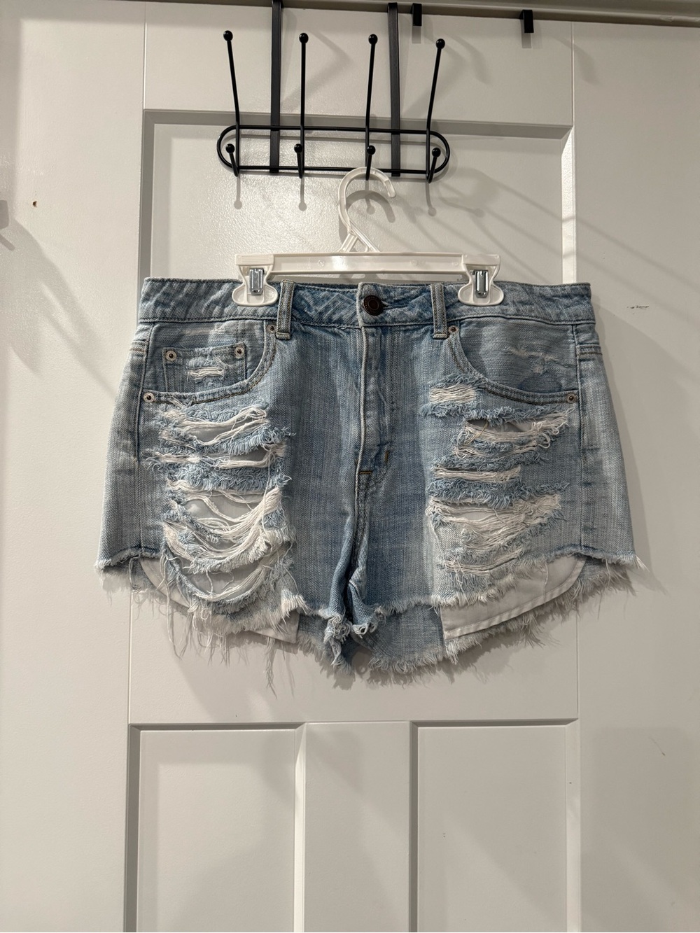 American Eagle Outfitters Light Blue Distressed Denim Cutoff Shorts